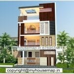 image of elevation for 3 floor building and modern and simple design with perfect color