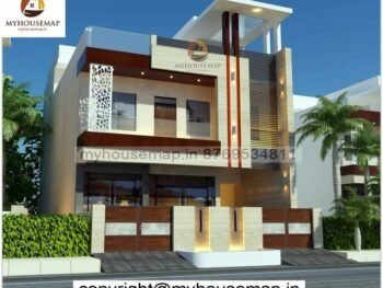 image of double storey front design and white, creme color theme