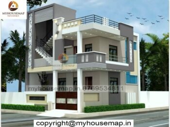 image of double floor front design and modern front section with corner house