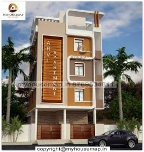 Four floor house front elevation designs