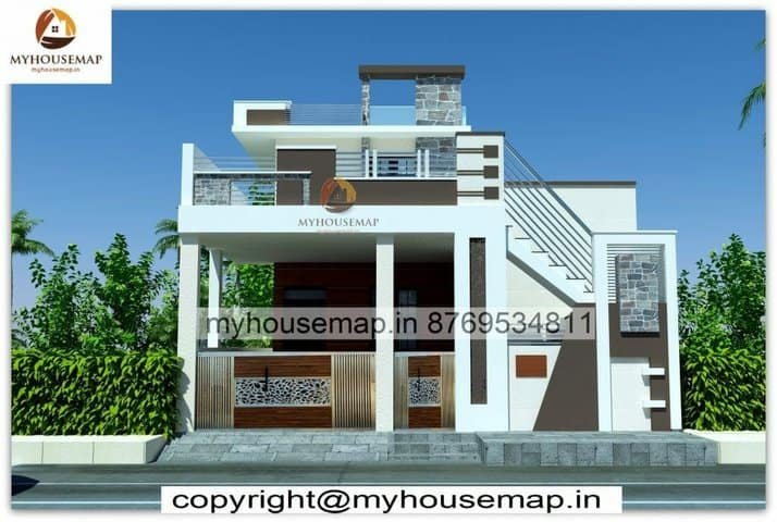 village single floor home front design indian style