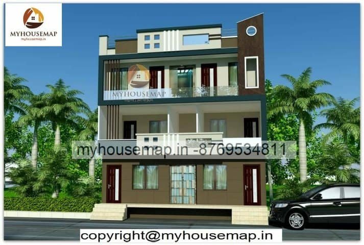 three floor house elevation design