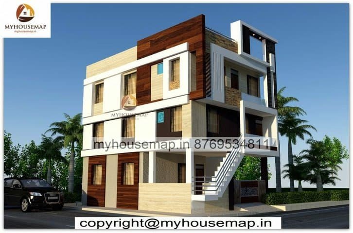 triple story exterior design for home