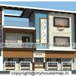 image of Two floor 3d design elevation and best front look ultra modern design with big front