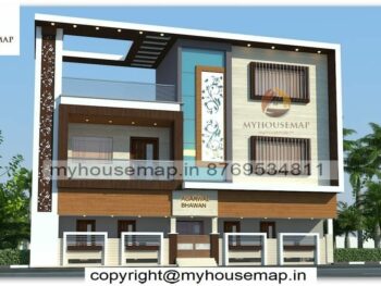 image of Two floor 3d design elevation and best front look ultra modern design with big front