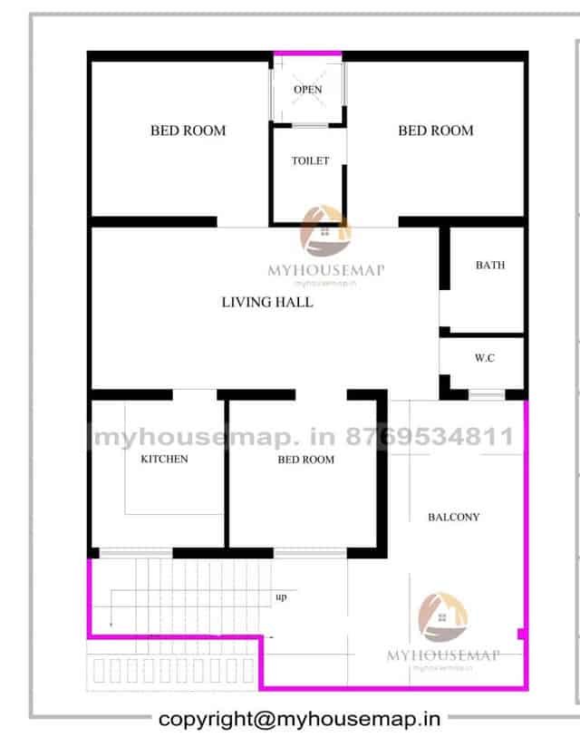 28×40 house plan 3 bhk