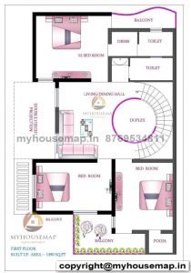 28×49 sqft house plan 3 bhk