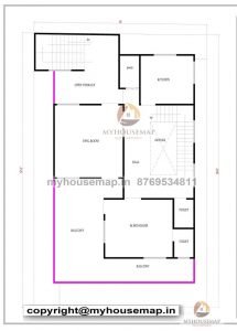 36×57 house plan 1 bhk