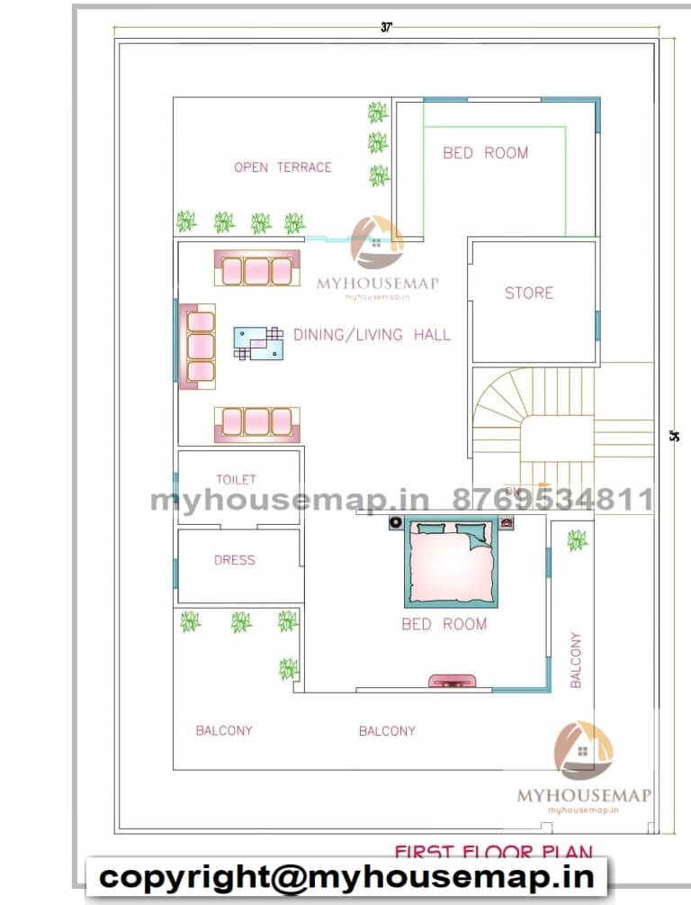 37×54 ft house plan 4 bhk with car parking and duplex house