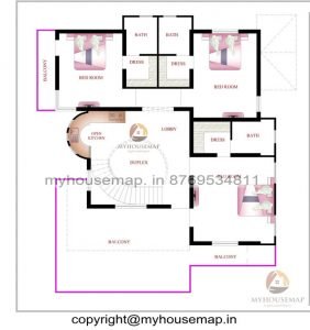 39×41 ft house plan 3 bhk
