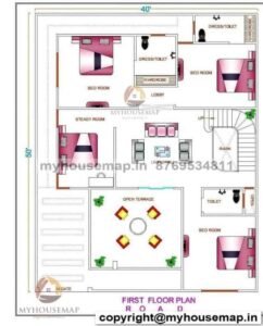 40×50 house plan 4 bhk