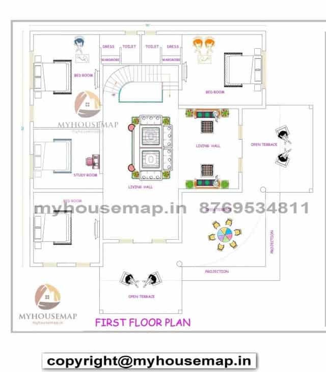 50×50 sqft house plan 2 bhk