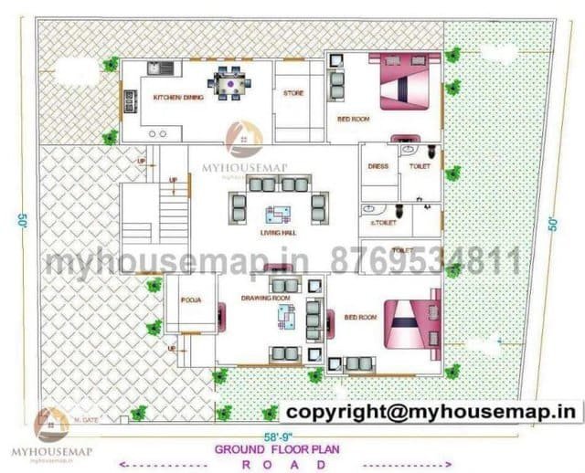 59×50 ft gf house plan