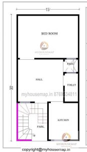 1bhk House Plan Is One Bedroom Hall Kitchen With Toilet