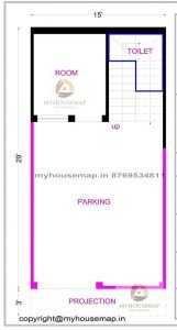 15×29 house plan 1 bhk