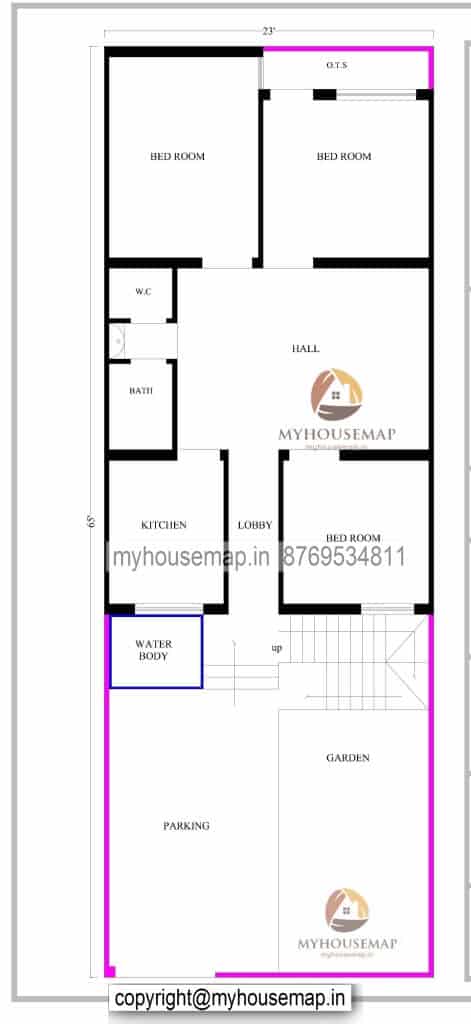 3bhk House Plan Is 3 Bedroom Hall Kitchen Toilet And Parking