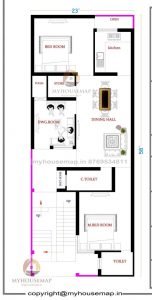 23×58 ft house plan 2 bhk
