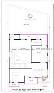 26×45 ft house plan 1 bhk
