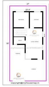 27×55 ft house plan 1 bhk
