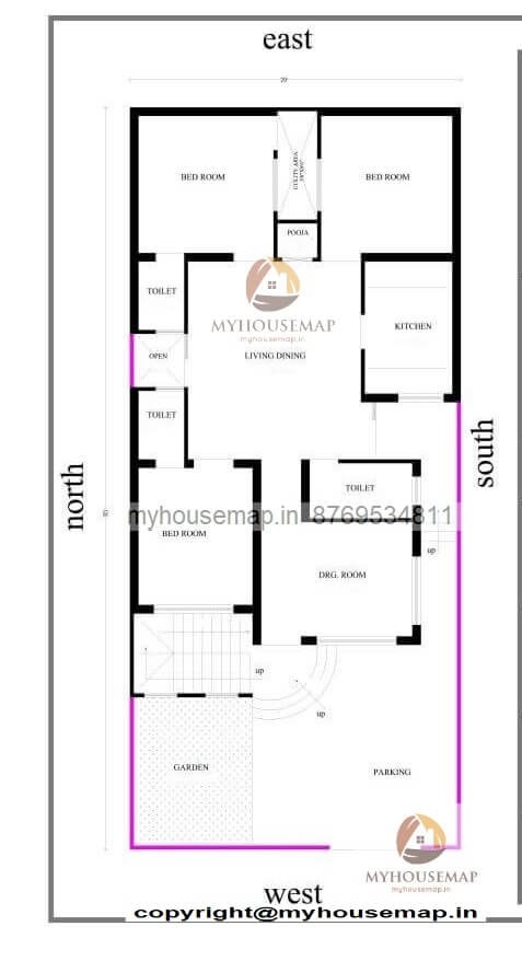 3bhk House Plan 30x60 Single Floor