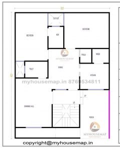 30×40 ft house plan with 2 bhk