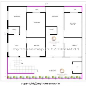 37×41 ft house plan 4 bhk