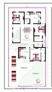 38×80 ft house plan 3 bhk