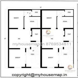 45×40 ft house plan 4 bhk