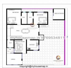 55×54 ft house plan 2 bhk