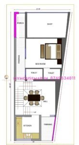 22×50 ft commercial cum residential house map