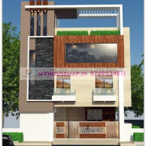 3 floor house front design 25×45 ft