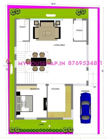 37×51 ft house plan