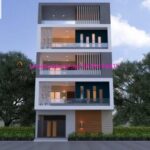 image of g+3 apartment design elevation and modern front view with latest design