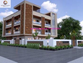 image of 3 floor bungalow elevation design and modern front look with latest design