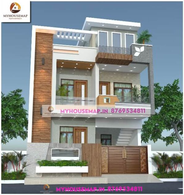 image of double story exterior design front elevation and modern front with perfect color combination.