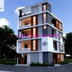 image of four floor 3d front elevation design and white, gray theme with perfect color theme