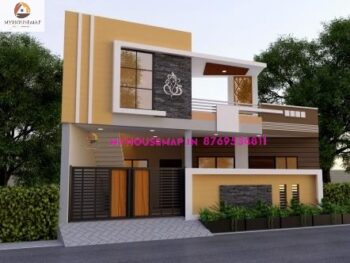 image of single floor house 3d elevation and modern front with perfect color theme