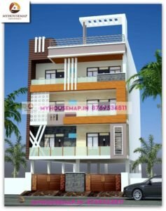 3d elevation of house 27×60 ft