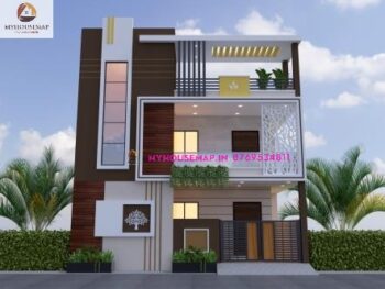 image of double floor front elevation and yellow, white and creme color theme.