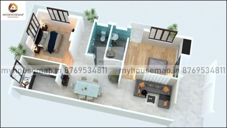 3d floor plan 20×30 ft house