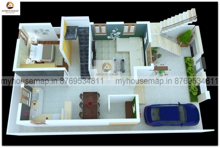 3d floor plan 25×41 ft