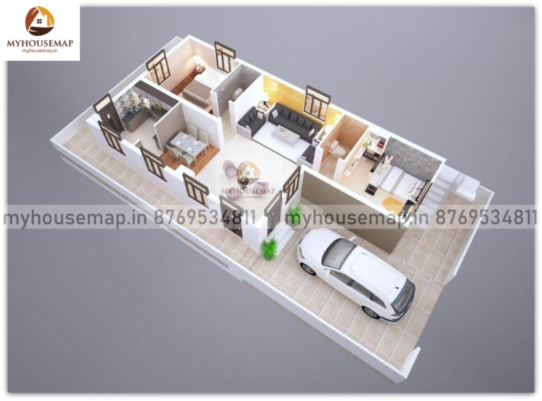 3d floor plan 28×50 ft