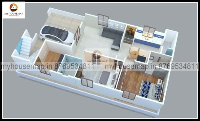 3d floor plan 30×45 ft