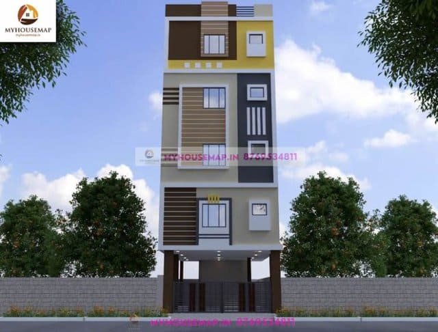 3d house design front 18×35 ft