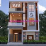 image of 2 floor house elevation design and beautiful front with wooden tiles