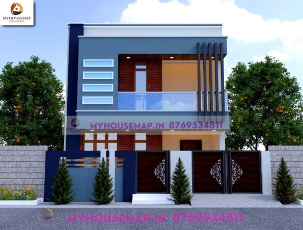 image of double floor home elevation simple design and low cost elevation with budget design