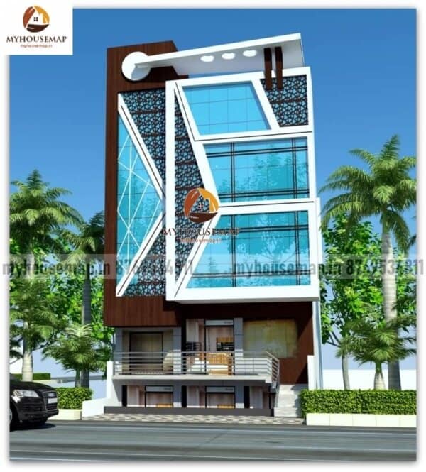 acp front elevation showroom design