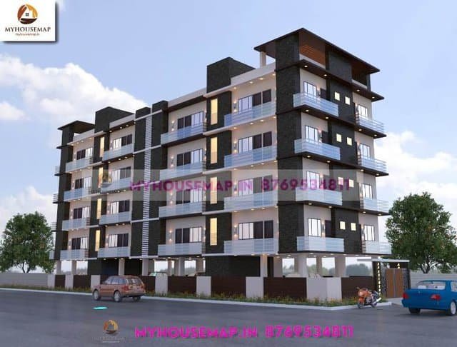apartment elevation design 36×120 ft