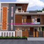 image of duplex house elevation and modern front section design with terra cotta jali