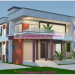 image of duplex house front elevation design and modern gray and theme color theme house